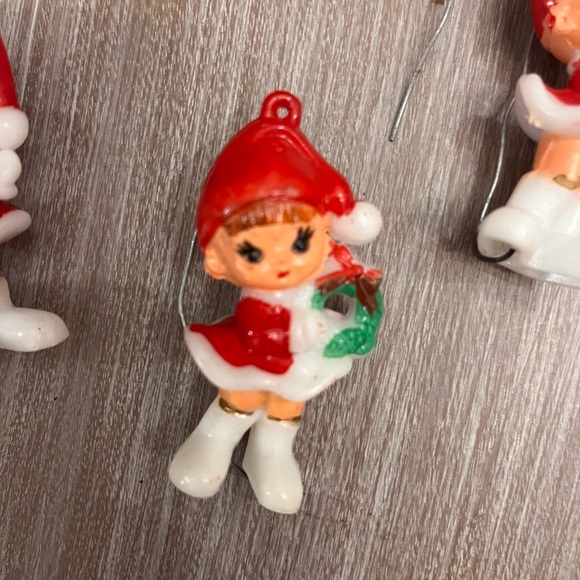 3 Pixi Elf Ornaments Wreath Hook Inserted 2.5' plastic Vintage Christmas Decor - Picture 7 of 9